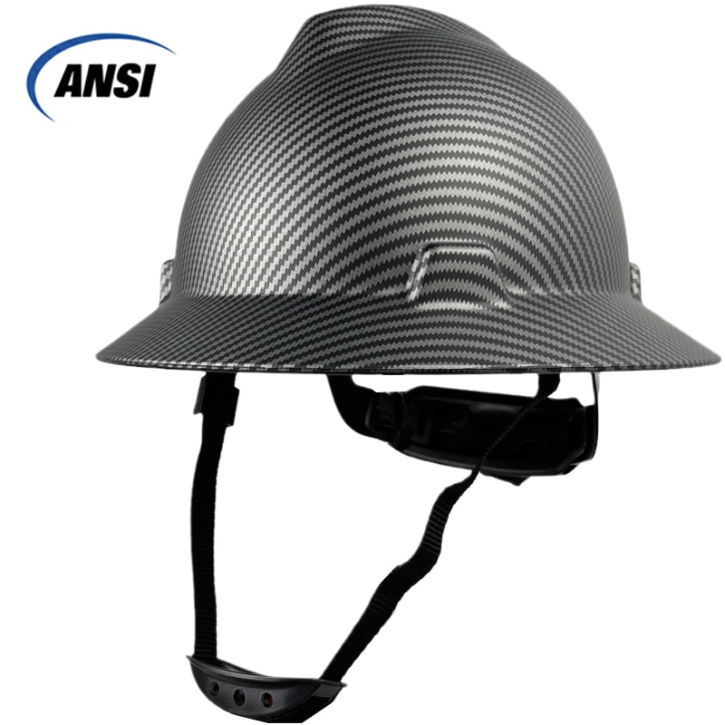 탄소 섬유 패턴 풀 브림 하드 햇, 엔지니어 작업 모자, 산업 건설 작업, ANSI 승인 HDPE 안전 헬멧